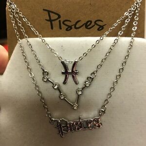 Zodiac Picces 3 Silvertone Necklaces